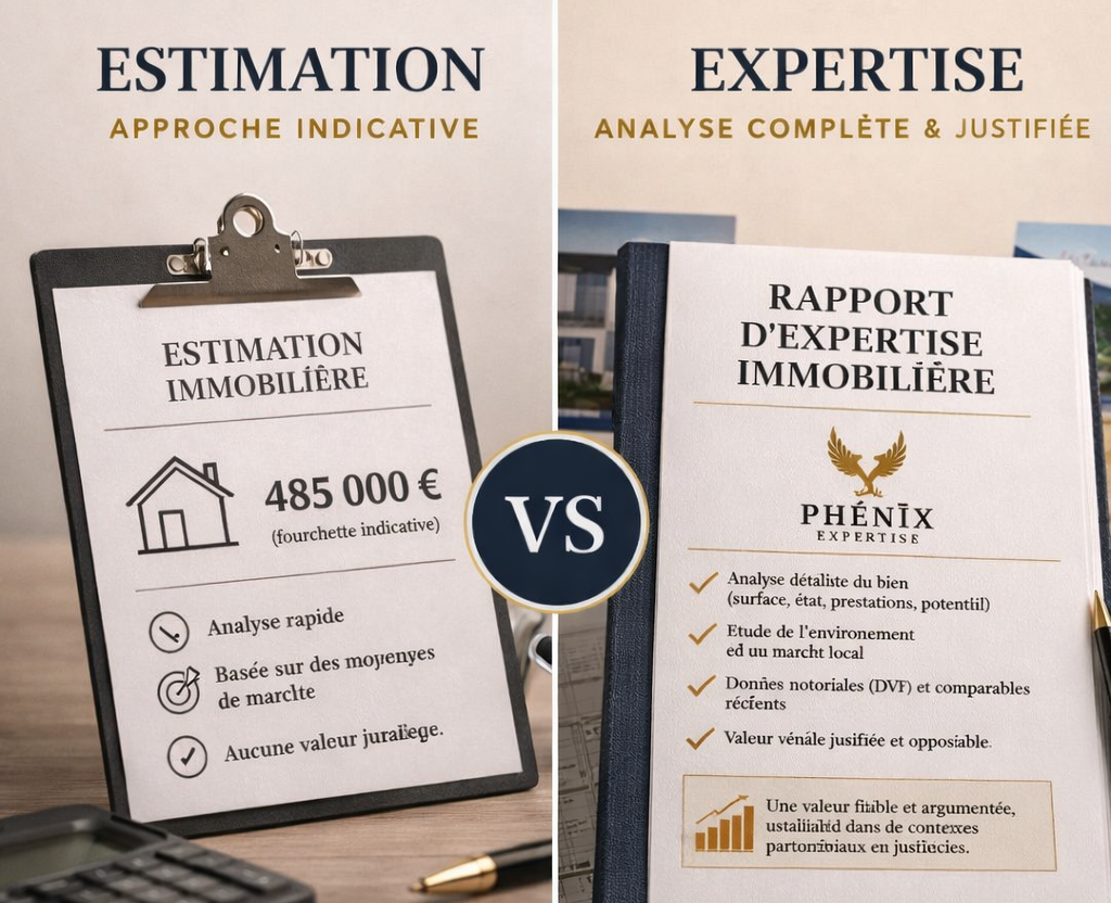 Comparaison estimation immobilière et expertise immobilière valeur vénale